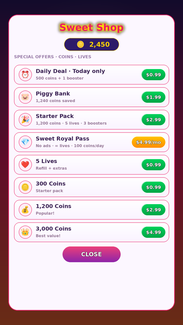 Sweet Crush Saga screenshot 5