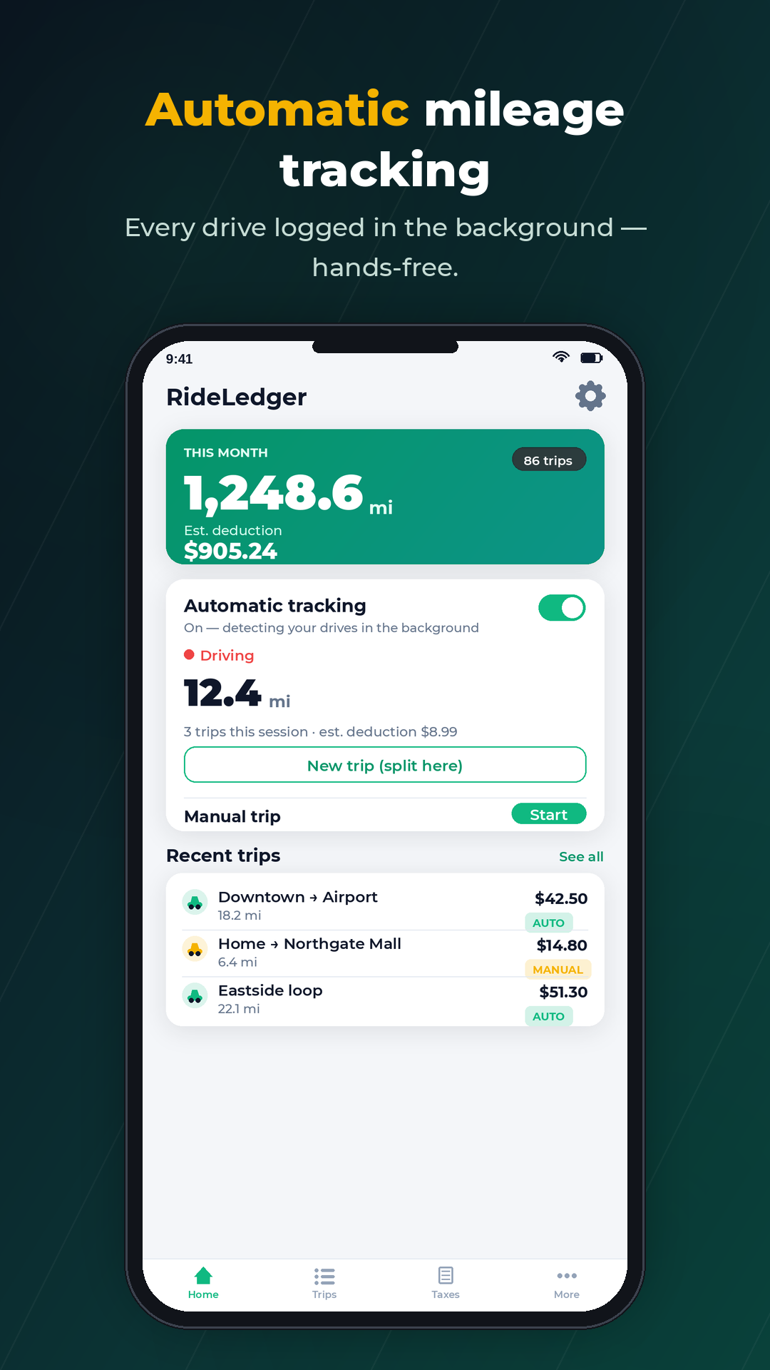 RideLedger: Mileage & Taxes screenshot